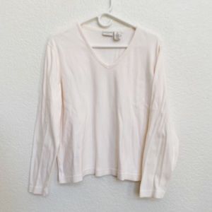 Covington Ivory Long Sleeved V-Neck Shirt.